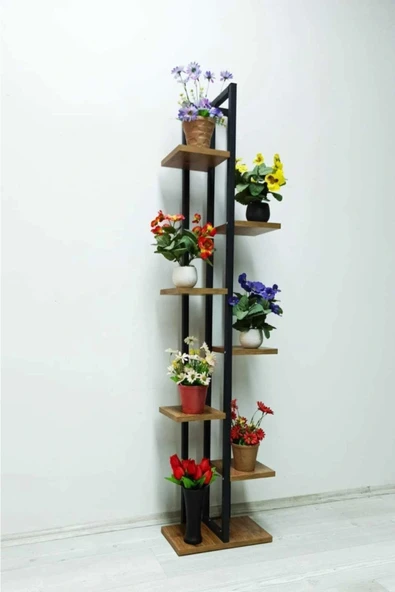 adımshops 7 Bölmeli Çiçeklik, Saksılık,çiçeklik Standı Siyah-ceviz - 2