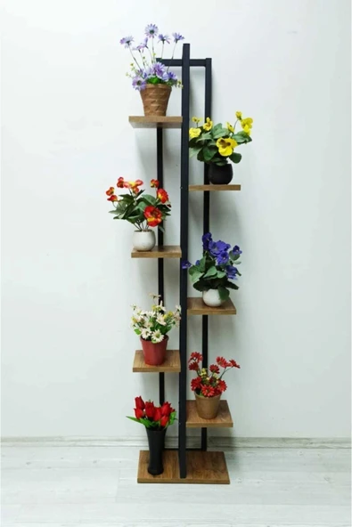 adımshops 7 Bölmeli Çiçeklik, Saksılık,çiçeklik Standı Siyah-ceviz