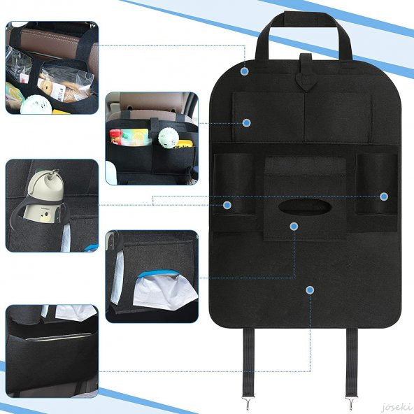 2 Adet Araba Koltuk Arkası Eşya Düzenleyici Araç Organizeri Oto Kılıf Çanta Tablet Cepli Peçetelik - 2