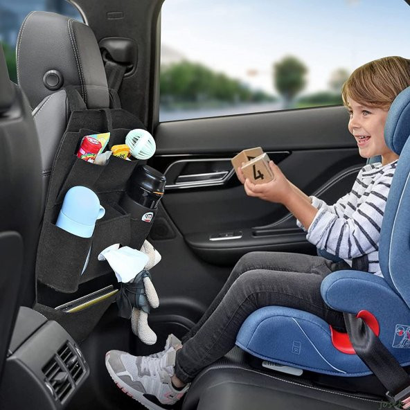 2 Adet Araba Koltuk Arkası Eşya Düzenleyici Araç Organizeri Oto Kılıf Çanta Tablet Cepli Peçetelik - 3
