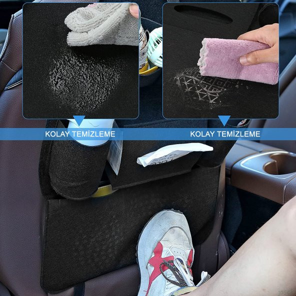 2 Adet Araba Koltuk Arkası Eşya Düzenleyici Araç Organizeri Oto Kılıf Çanta Tablet Cepli Peçetelik - 4