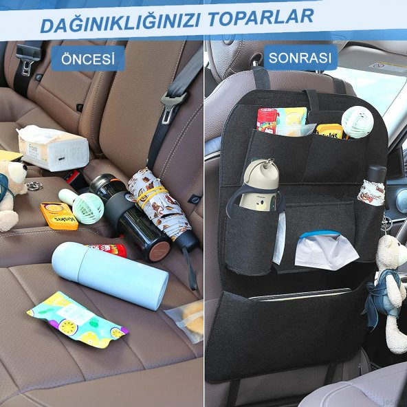 2 Adet Araba Koltuk Arkası Eşya Düzenleyici Araç Organizeri Oto Kılıf Çanta Tablet Cepli Peçetelik - 5
