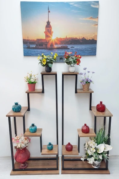 adımshops Kopya - 2'li Merdiven Çiçeklik, Saksılık, Balkon, Bahçe Dekor.raf,stant