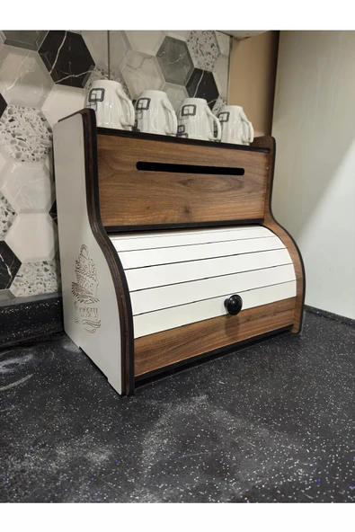 adımshops New Bread Box-yeni Ekmeklik, Havlu Peçetelik(saklama Gözlü), Baharatlık Rafı, Dekoratif Yazılı - 1