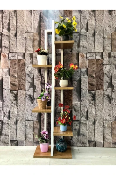 adımshops 6 Raflı,dikey Saksılık,çiçeklik,metal Gövdeli Suntalam - 3