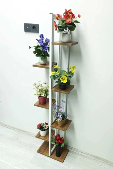 adımshops 7 Raflı,dikey Saksılık,çiçeklik,metal Gövdeli Suntalam