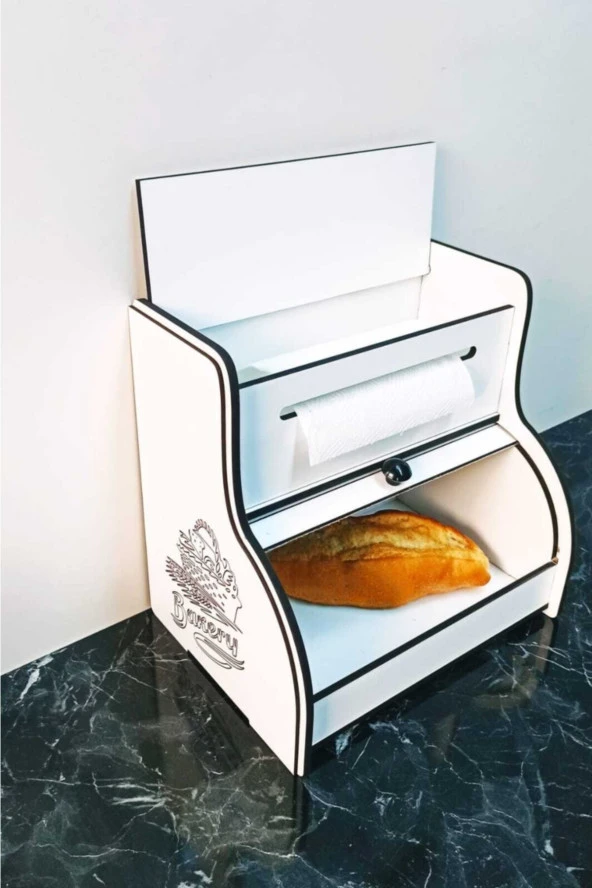 adımshops New Bread Box-yeni Ekmeklik, Havlu Peçetelik(saklama Gözlü), Baharatlık Rafı, Dekoratif Yazılı - 2