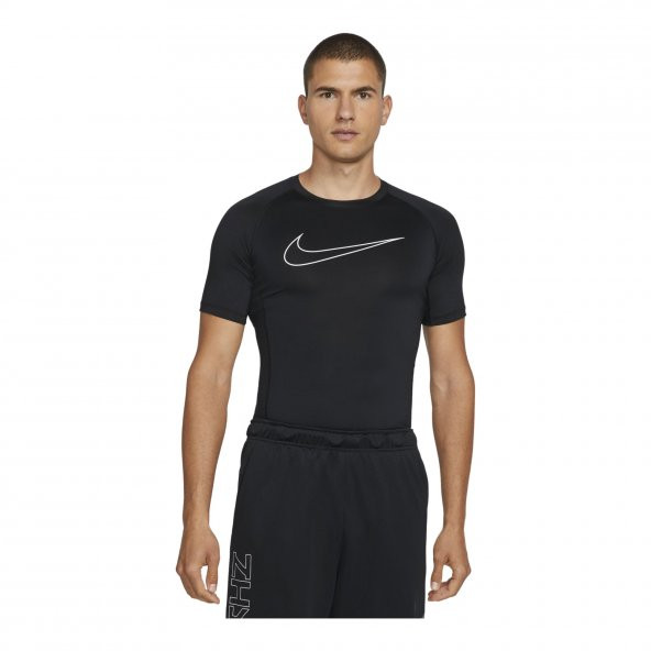 Nike Pro Dri-Fit Tight-Fit Short-Sleeve Siyah Renk Erkek Tişört - 3