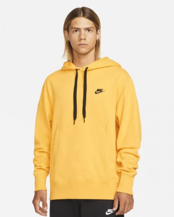 Nike Sportswear Classic Fleece Pullover Hoodie Sarı Renk Erkek Sweatshirt