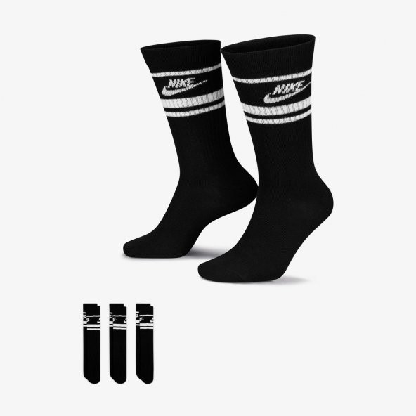 Nike Sportswear Everyday Essential 3lü Unisex Siyah Renk Çorap - 1