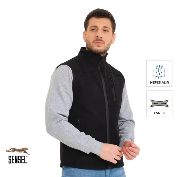 Şensel, Softshell Yelek, Siyah 118E2250 Su İtici,Rüzgar Geçirmez - 6