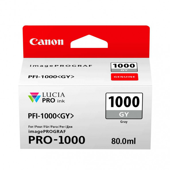 PlotterSarf Canon PFI-1000 GY (Gray) Gri A2 Yazıcı Orijinal Mürekkep Kartuş 80 ml. (0552C001) ürün görseli
