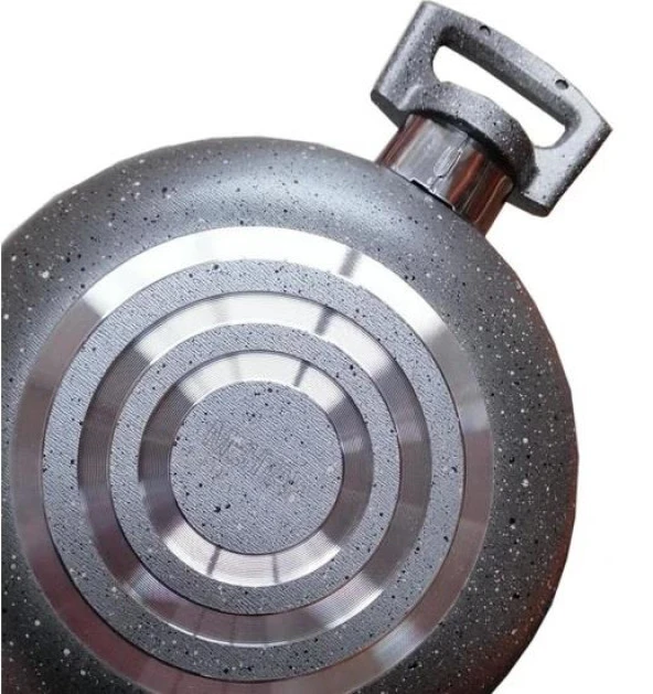 Mehtap Gri 3 lü Granit Sahan Seti Kapaklı 18+20+22 Cm - 2