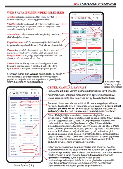 Electrosec WA-7 Akıllı Ev Otomasyon ve Isı Nem Takip Sistemi (Wi-Fi, 7 Kanal) - 3