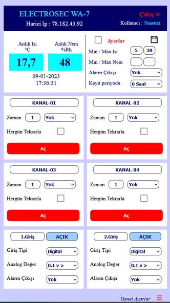 Electrosec WA-7 Akıllı Ev Otomasyon ve Isı Nem Takip Sistemi (Wi-Fi, 7 Kanal) - 5