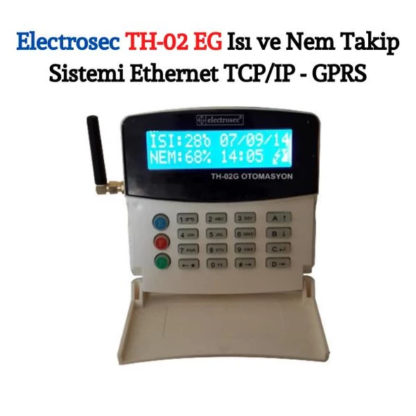 Electrosec TH-02EG 1 Kanal Isı ve Nem Takip Sistemi Ethernet TCP / IP - GPRS Alarm ve Otomasyon Sistemi + 1 Adet Isı Nem Probu +16V Adaptör