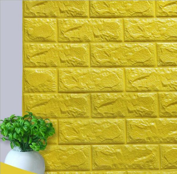 Kendinden Yapışkanlı 3D  70x77 Cm 10 Adet Sarı Duvar Kağıdı Paneli