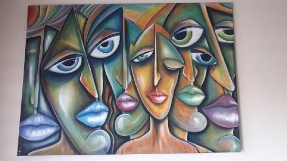 himarry MERAL AYDIN Pamuklu kumaş üzerine akrilik soyut resim çalışması 100x140 cm