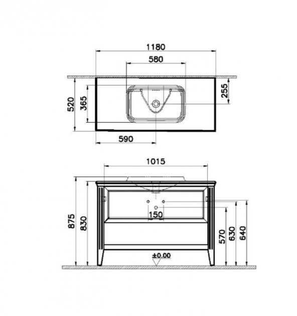 Vitra Valarte 120 cm Gri Banyo Dolabı Alt Modül ve Lavabo 62202 - 2