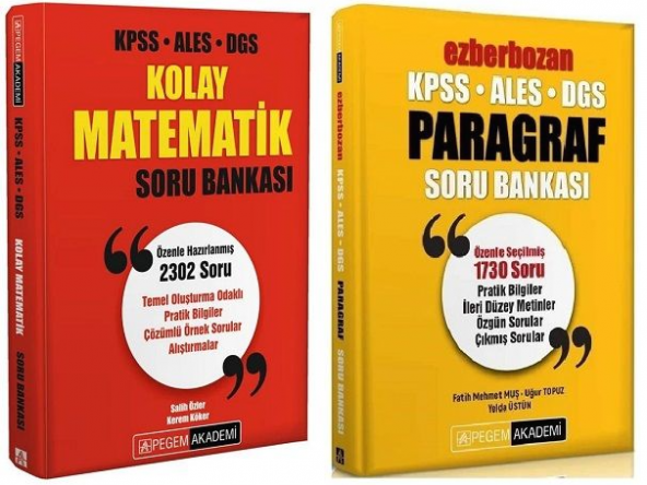 Pegem KPSS ALES DGS Kolay Matematik Ezberbozan Paragraf Soru 2 li Set Pegem Akademi Yayınları - 2