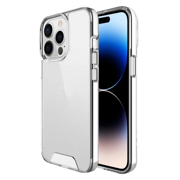 Smcase iPhone 14 Pro Max Kılıf Transparent Acrylic TPU Gard Sert Kapak  Nano Ekran Koruyucu