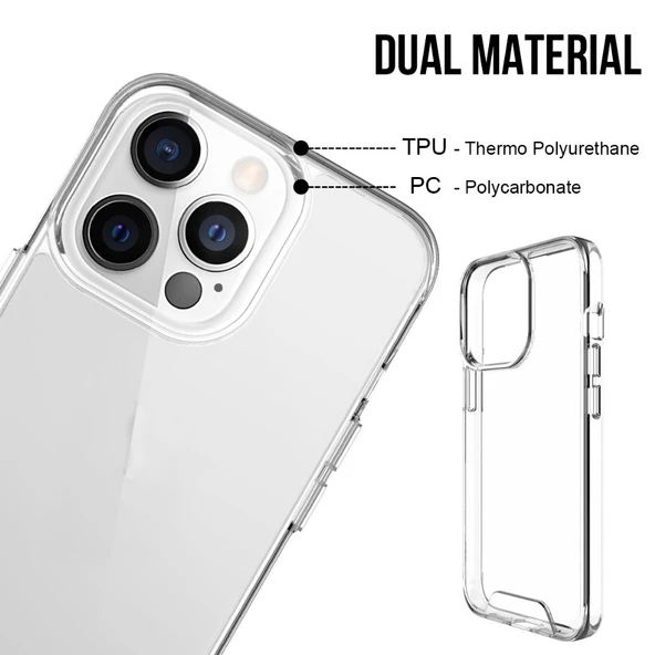 Smcase iPhone 14 Pro Max Kılıf Transparent Acrylic TPU Gard Sert Kapak - Resim 3