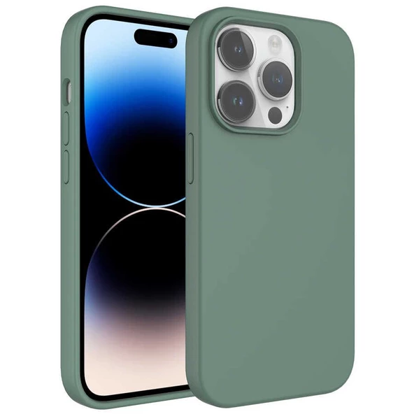 Smcase iPhone 14 Pro Max Kılıf Liquid Silinebilir Leke Tutmaz Kivi Lansman Silikon - 8