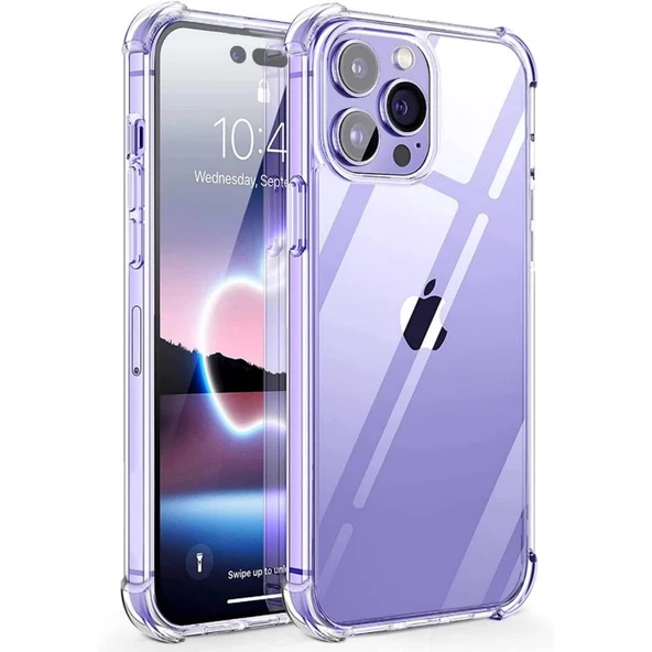 Smcase iPhone 14 Pro Max Kılıf Darbe Korumalı Tpu Silikon  Nano Ekran Koruyucu