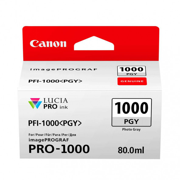 PlotterSarf Canon PFI-1000 PGY (Photo Gray) Fotoğraf Gri A2 Yazıcı Orijinal Mürekkep Kartuş 80 ml. (0553C001) ürün görseli