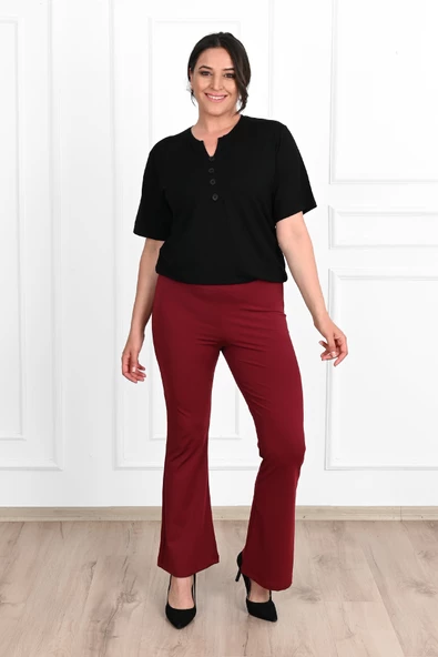 Kadın Büyük Beden İspanyol Paça Tayt 6162-23 - 6