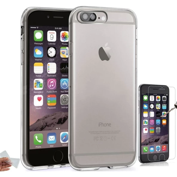 Smcase iPhone 7 Plus Tam Korumalı Silikon Kılıf  Cam Ekran Koruyucu