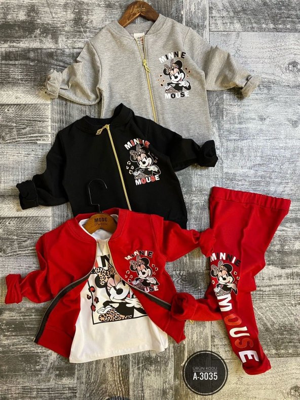 Minnie mouse üçlü taytlı hırkalı takım