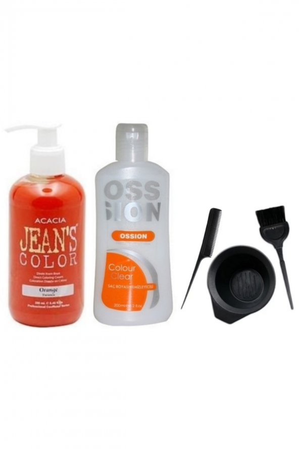 Jeans Color Saç Boyası Turuncu 250ml Ve Boya Temizleyici Ve Fluweel Boya Seti