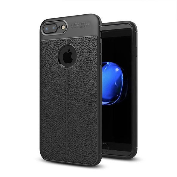 Smcase iPhone 8 Plus Deri Dokulu Silikon Kılıf