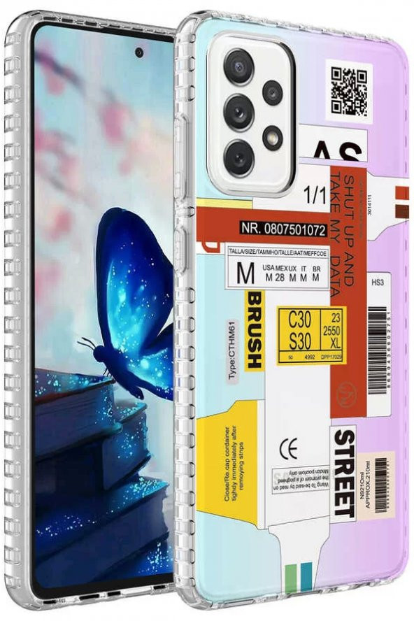 Samsung Galaxy A23 Kılıf Airbag Kenarlı Renkli Desenli Silikon Lopard Elegans Kapak