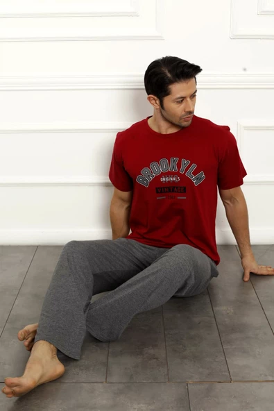 Baba Oğul Kombin Pamuk Pijama Takımı- TEK ADET- Kısa Kollu Erkek Pijama Takımı - 5