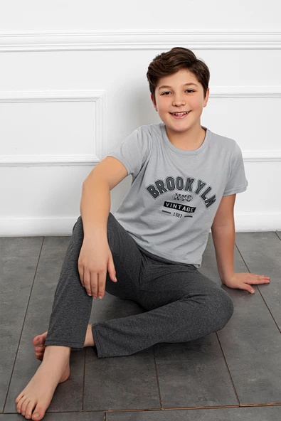 Baba Oğul Kombin Pamuk Pijama Takımı- TEK ADET- Kısa Kollu Erkek Pijama Takımı - 10