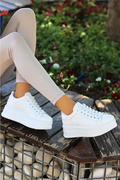 Papuç Sepeti 2596 Kadın Yüksek Topuk Günlük Sneaker Ayakkabı - 4