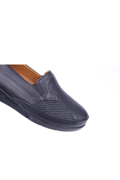 Papuç Sepeti 2505 Siyah Kadın Hakiki Deri Ortopedik Ayakkabı - Resim 6