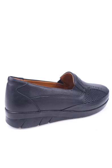 Papuç Sepeti 2505 Siyah Kadın Hakiki Deri Ortopedik Ayakkabı - Resim 4