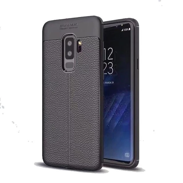 Smcase Samsung Galaxy S9 Plus Kılıf Deri Dokulu Silikon