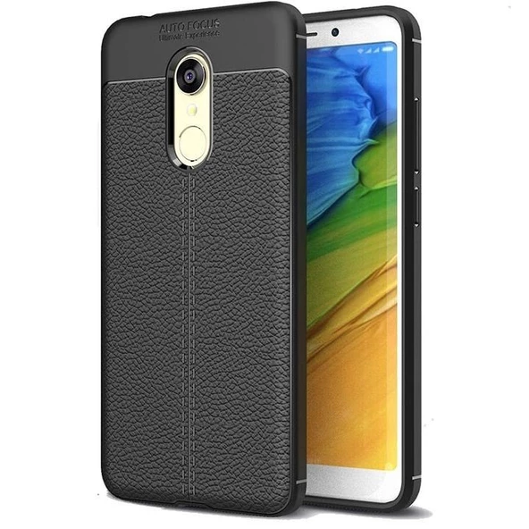 Smcase Xiaomi Redmi 5 Plus Deri Dokulu Silikon Kılıf