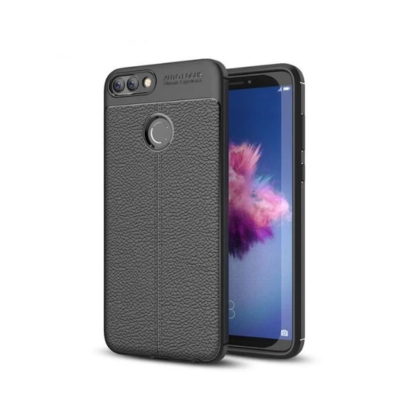 Smcase Huawei P Smart Deri Dokulu Silikon Kılıf