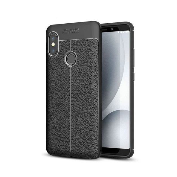 Smcase Xiaomi Redmi Note 5 Pro Deri Dokulu Silikon Kılıf