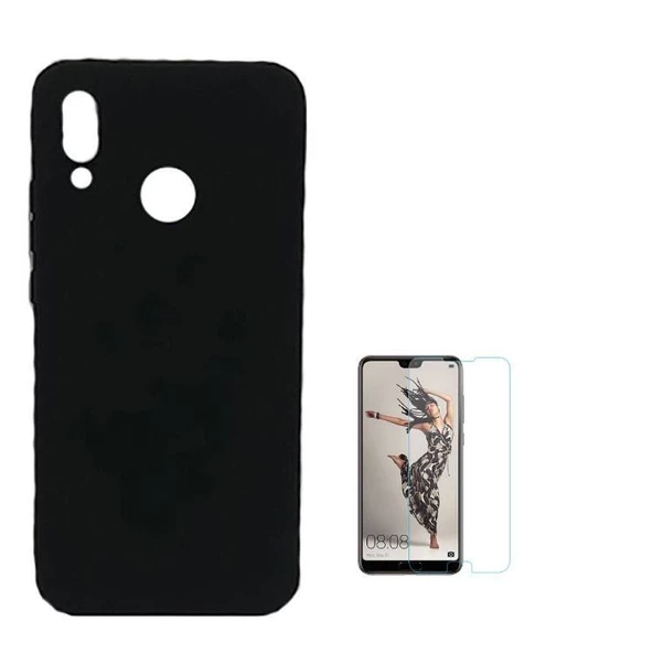 Smcase Huaweı P20 Lite Soft Lüks Silikon Kılıf  Nano Ekran Koruyucu