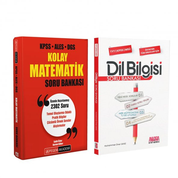 Pegem Ezberbozan Matematik ve AKM Dil Bilgisi Soru Bankası Seti 2 Kitap
