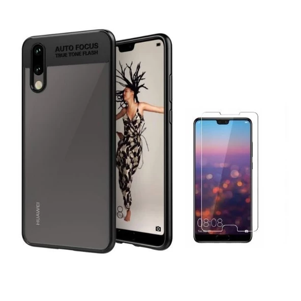 Smcase Huawei P20 Kamera Koruma Silikon Kılıf  Nano Ekran Koruyucu