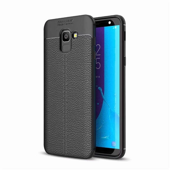 Smcase Samsung Galaxy J6 Deri Dokulu Silikon Kılıf  Nano Ekran Koruyucu