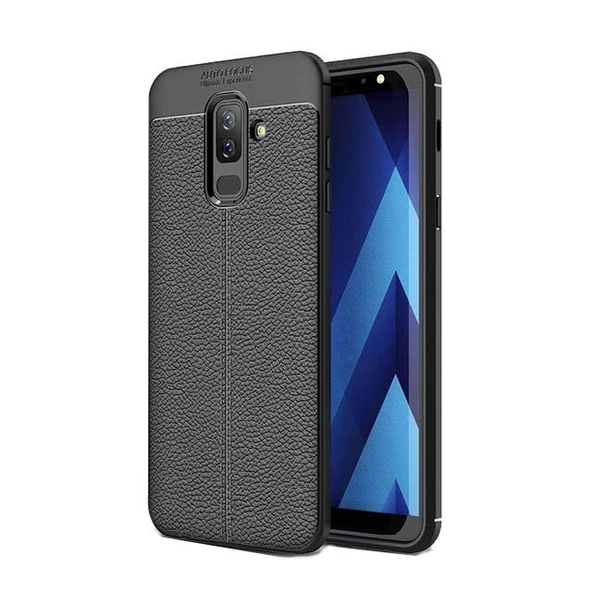 Smcase Samsung Galaxy J8 Deri Dokulu Silikon Kılıf