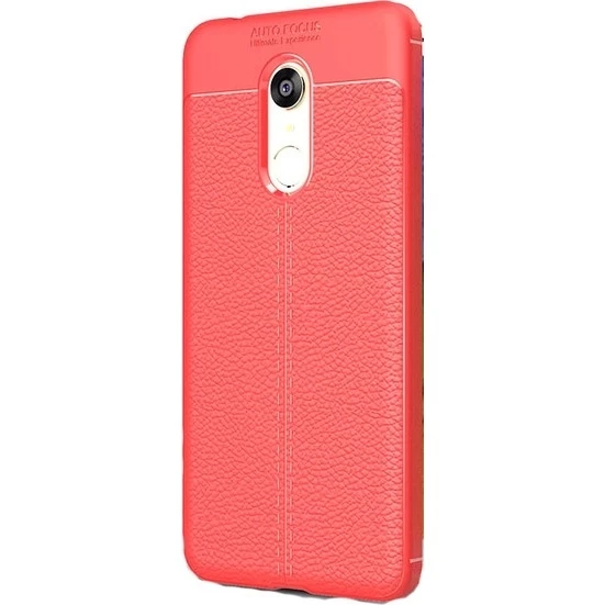 Smcase Xiaomi Redmi 5 Plus Deri Dokulu Silikon Kılıf  Nano Ekran Koruyucu - 5